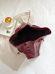 CHICVUE 2025 New Korean Bag Women New Hand-Held Large Bag Retro Design Versatile Shoulder Casual Tote Bag Gifts - Burgundy - View 12