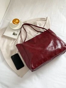 CHICVUE 2025 New Korean Bag Women New Hand-Held Large Bag Retro Design Versatile Shoulder Casual Tote Bag Gifts - Burgundy - View 11