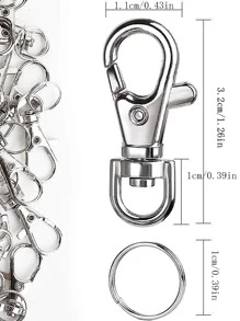 20set Simple Iron Hook Strap DIY Key Ring For Women Men For Daily Decoration - Antique Silver - View 2