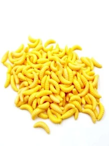 1盒100入黃色蛆蟲柔軟釣魚餌硅膠餌,用於誘餌魚 - 黃色 - 查看 2