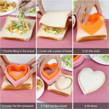 Sandwich Cutter And Sealer Set, Including 4pcs Bread Sandwich Decruster Pancake Maker DIY Cookie Cutters In The Shapes Of Heart, Dinosaur, And Star. Suitable For Kids' Bento Box (random Color)