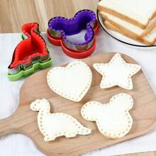 Sandwich Cutter And Sealer Set, Including 4pcs Bread Sandwich Decruster Pancake Maker DIY Cookie Cutters In The Shapes Of Heart, Dinosaur, And Star. Suitable For Kids' Bento Box (random Color)
