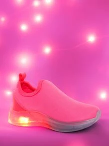 Tênis de led infantil masculino feminino calce facil Liso - Pink - Visão 1