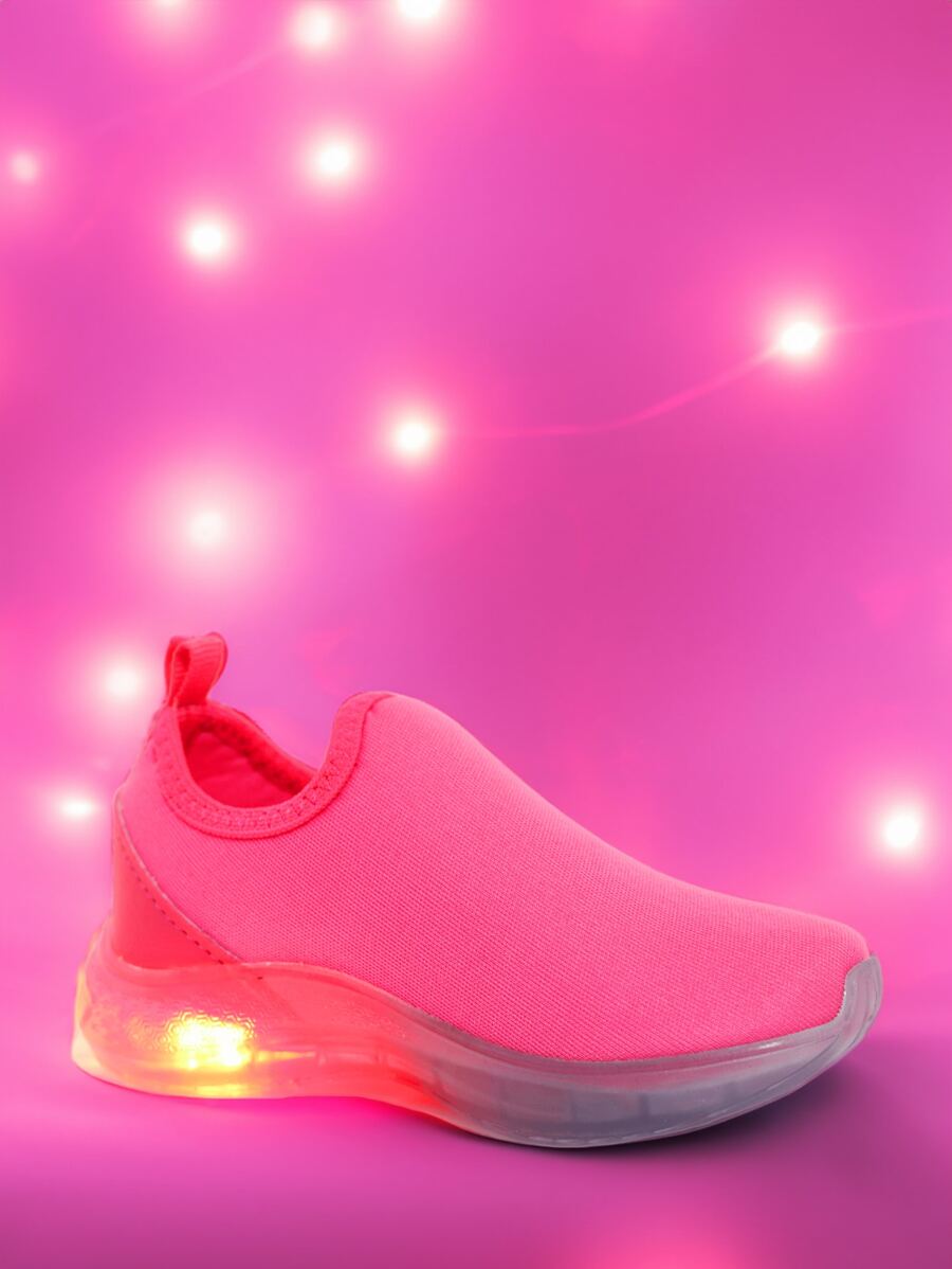Tênis de led infantil masculino feminino calce facil Liso - Pink - Visão 1