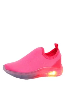 Tênis de led infantil masculino feminino calce facil Liso - Pink - Visão 2