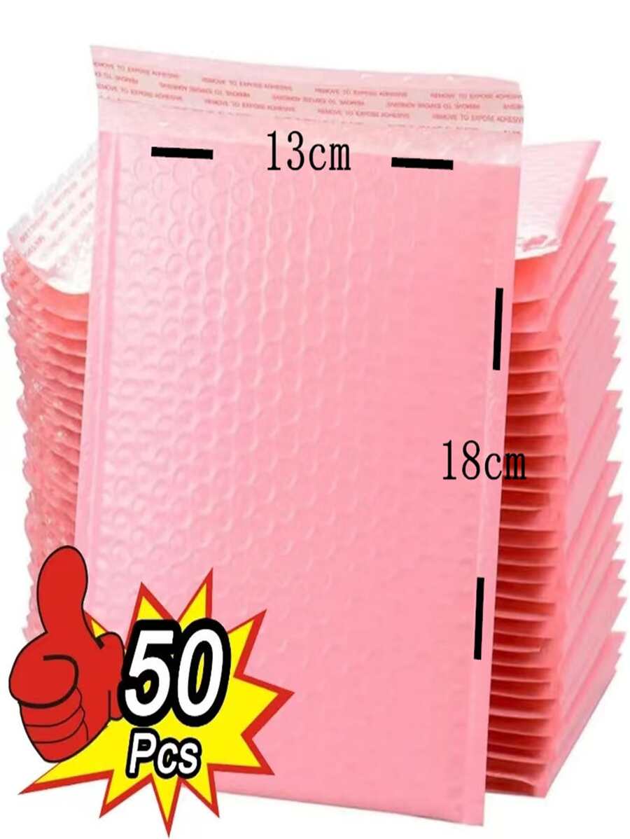 50pcs Pink Bubble Envelope Bag For Books, Clothes, Express Delivery Back To School - Pink - View 1