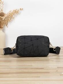 Bolso bandolera mini con patrón geométrico - Negro - Ver 4