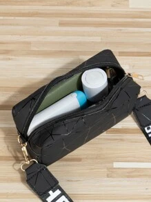 Bolso bandolera mini con patrón geométrico - Negro - Ver 5