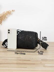 Bolso bandolera mini con patrón geométrico - Negro - Ver 3