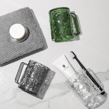 半透明冰川設計漱口水杯子牙刷杯子,灰色的 - 墨綠色 - 查看 4