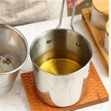 18/8 Sus304 Stainless Steel Deep Fry Pan & Mini Fryer With Filter Screen For Household Use, Oil Saving - Silver - View 5