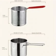 18/8 Sus304 Stainless Steel Deep Fry Pan & Mini Fryer With Filter Screen For Household Use, Oil Saving - Silver - View 9