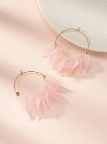 1對時尚粉色花瓣細節吊墜耳環 - 彩色 - 查看 1