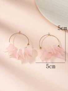 1對時尚粉色花瓣細節吊墜耳環 - 彩色 - 查看 3