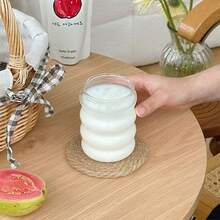 1 chiếc cốc thủy tinh INS tối giản của Hàn Quốc, cốc thủy tinh chịu nhiệt cao cấp Borosilicate đựng nước ép cà phê đá Americano - Trong sáng - Xem 2