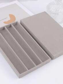 1入組絲絨首飾盒項鍊首飾託盤收納 - 灰色 - 查看 3