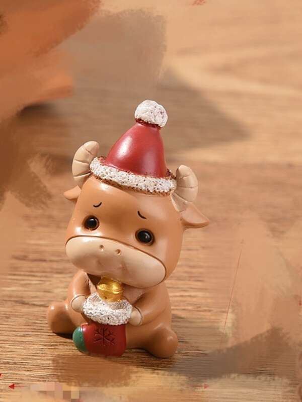 Christmas Elements Small Cow Shaped Resin Ornament