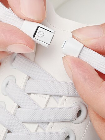 1 Pair Elastic No Tie Shoe Laces With Locking Toggle, Solid Color Multicolor Shoelaces For Sneakers, Athletic Shoes, Casual Shoes,White Shoes,Basketball Shoes,Trainers Running Shoes Summer,Back To School Supplies, Boots Accessories For Shoes For Women, For Outdoor, Sport, Travel, Household, Office, School