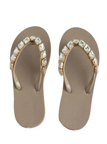 Diamond Rhinestone Decorated Flip-flops For Home And Beach - Grey - View 1