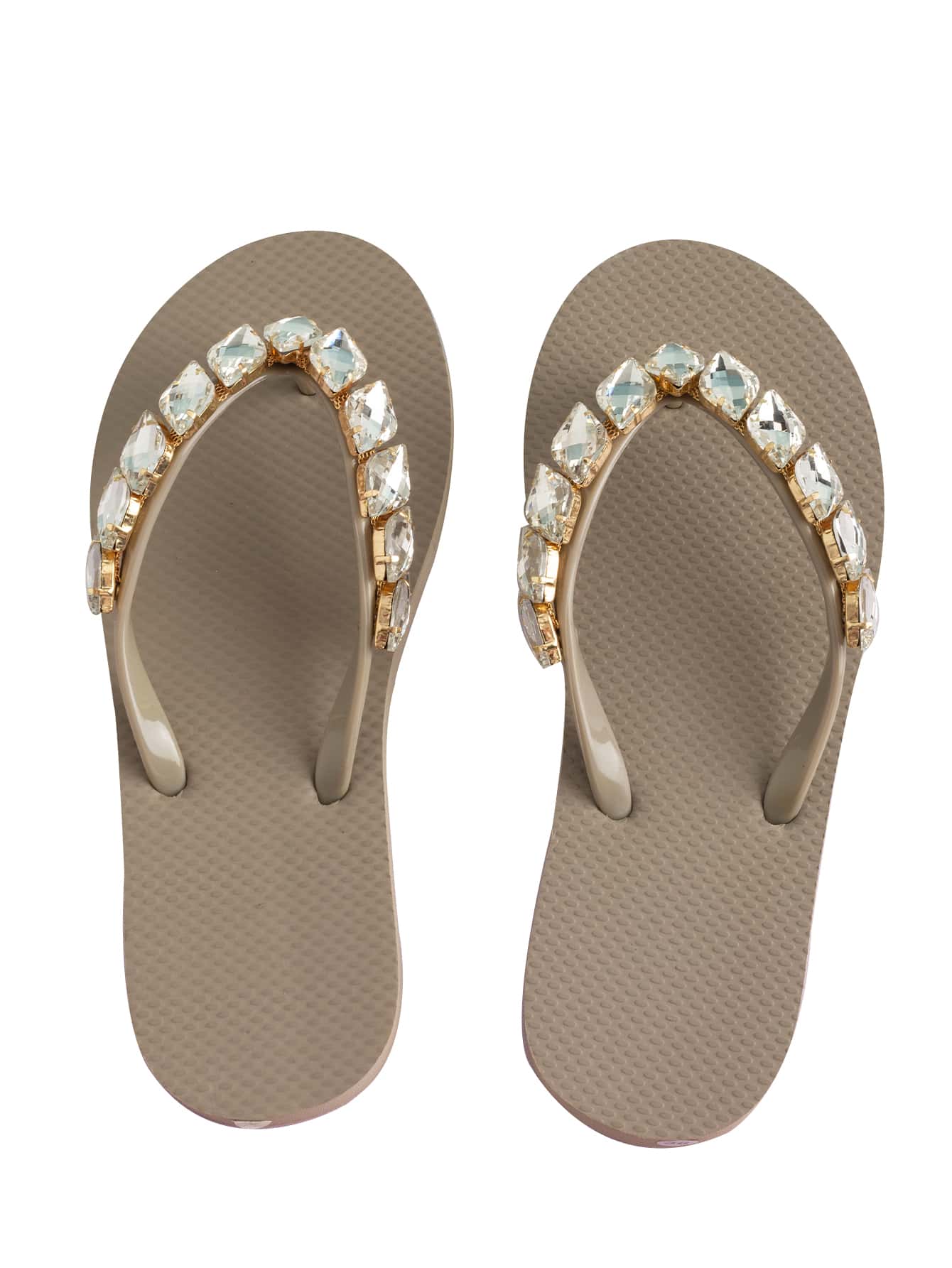 Diamond Rhinestone Decorated Flip-flops For Home And Beach - Grey - View 1