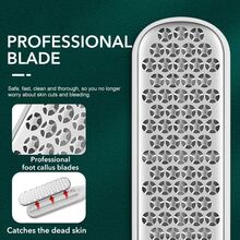 1件專業的足部磨砂器修腳工具套裝，附有指甲剪和雙面去除腳部死皮爛皮工具，適用於雙腳護理美容 - 白色 - 查看 2