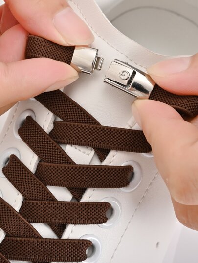 1 Pair Elastic No-Tie Shoelaces With Switch Lock Buckles Solid And Colorful Fashionable Shoelaces For Sneakers Sports Shoes Casual Shoes,Basketball Shoes,Trainers Running Shoes