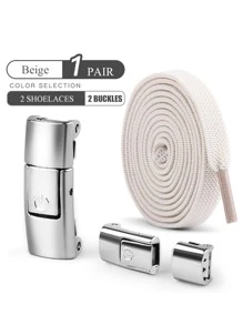 1 双弹性免系带鞋带，带开关扣，纯色和多彩时尚鞋带，适合运动鞋、跑步鞋和休闲鞋、白鞋、篮球鞋、运动鞋跑步鞋夏季 - 米色 - 查看 6