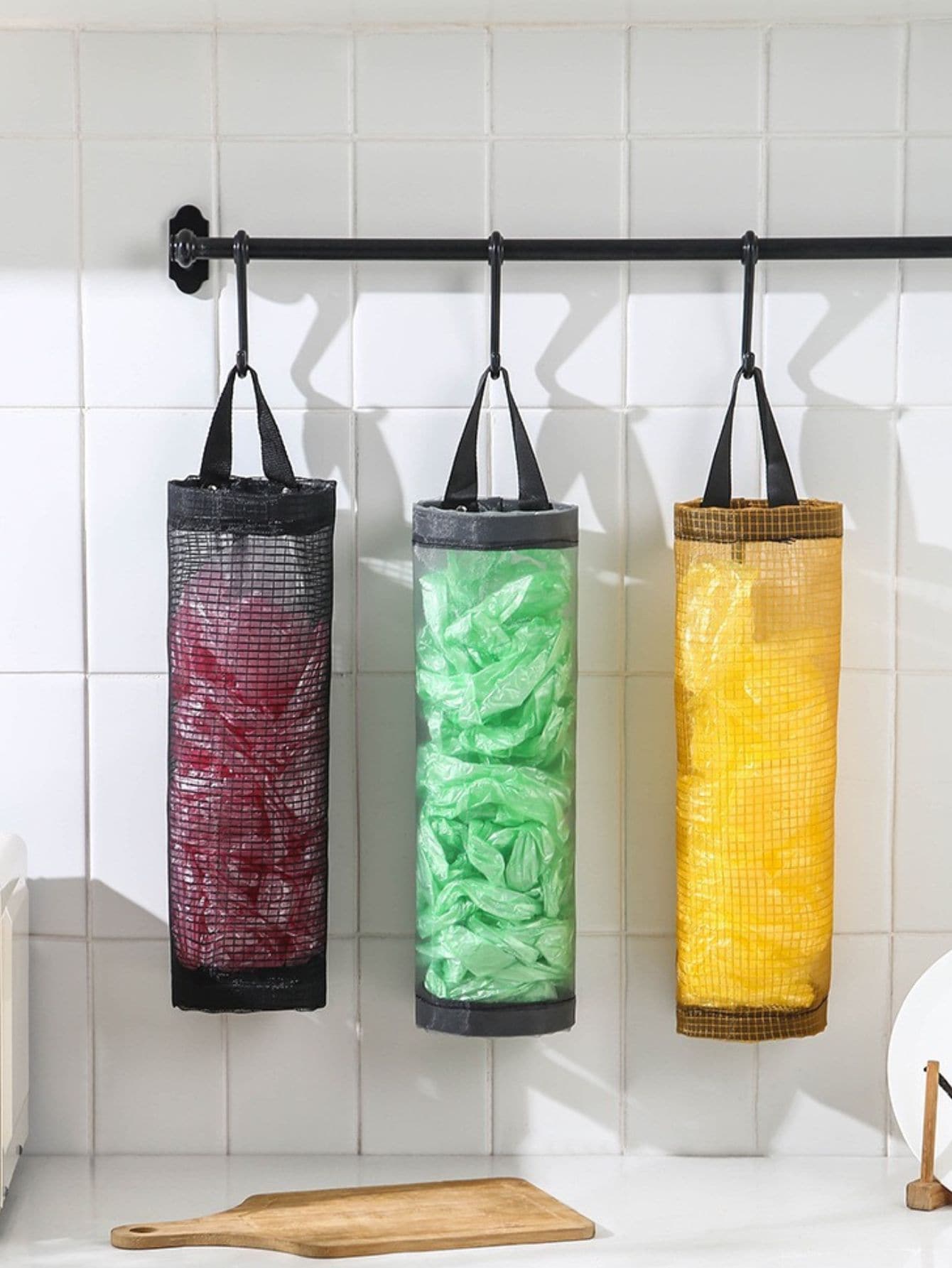 Puxa Saco Organizador Porta Sacolas Plásticas De Cozinha Cores Sortidas - Multicolorido - Visão 1