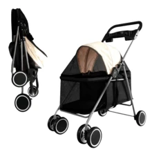 Cochecito Carriola Para Mascotas Perros y Gatos Carro De Viaje Plegable - Negro - Ver 1