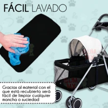 Cochecito Carriola Para Mascotas Perros y Gatos Carro De Viaje Plegable - Negro - Ver 10