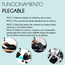 Cochecito Carriola Para Mascotas Perros y Gatos Carro De Viaje Plegable - Negro - Ver 5