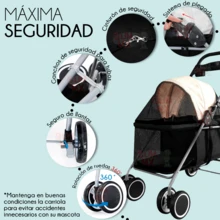 Cochecito Carriola Para Mascotas Perros y Gatos Carro De Viaje Plegable - Negro - Ver 7