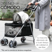 Cochecito Carriola Para Mascotas Perros y Gatos Carro De Viaje Plegable - Negro - Ver 8