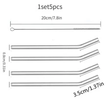 5pcs/Set Transparent High Boron Glass Straws With 1pc Cleaning Brush, Reusable And Convenient To Carry