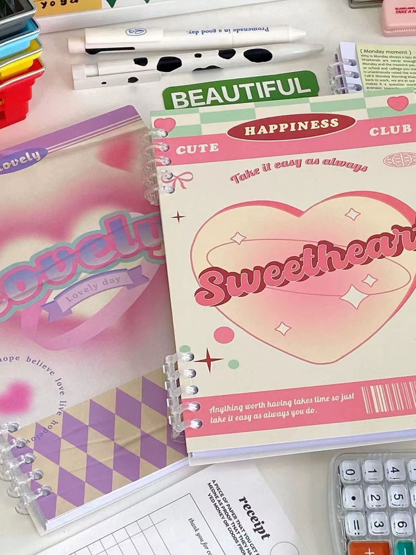 1pc A5 Looseleaf Notebook With Removable Pages, Ruled Lines, Cute Coil