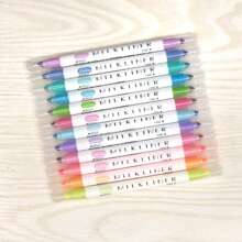 12pcs Dual Tip Vintage Highlighter Pens Set For Bullet Journaling, Drawing & Eye Protection Marker Pens - Multicolor - View 5