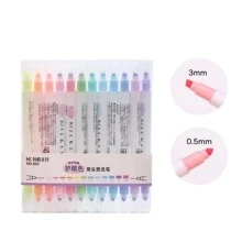 12pcs Dual Tip Vintage Highlighter Pens Set For Bullet Journaling, Drawing & Eye Protection Marker Pens - Multicolor - View 3