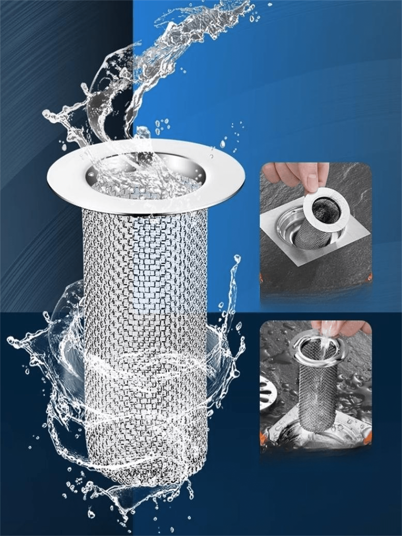 2pcs Stainless Steel Drain Hair Catcher Bathroom Shower Drainage Trap