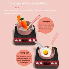孩子們假裝遊戲廚房做飯玩具套裝帶壓力鍋,感應炊具,切割水果適用於男孩和女孩