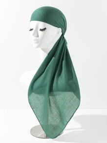 1pc Solid Dark Green Color Square Scarf, 35.4 Inches - Dark Green - View 1