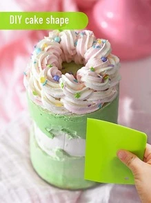 1 pieza Raspador de masa, Raspador de cuenco, Cortador de masa de plástico, Raspador de plástico flexible, Raspador de encimera práctico, Raspador de alimentos multiusos, Adecuado para masa de pan, pastel, fondant, glaseado, herramientas de horneado - Rosa - Ver 5