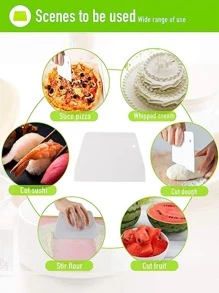 1 pieza Raspador de masa, Raspador de cuenco, Cortador de masa de plástico, Raspador de plástico flexible, Raspador de encimera práctico, Raspador de alimentos multiusos, Adecuado para masa de pan, pastel, fondant, glaseado, herramientas de horneado - Rosa - Ver 3