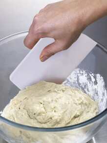 1 pieza Raspador de masa, Raspador de cuenco, Cortador de masa de plástico, Raspador de plástico flexible, Raspador de encimera práctico, Raspador de alimentos multiusos, Adecuado para masa de pan, pastel, fondant, glaseado, herramientas de horneado - Rosa - Ver 9