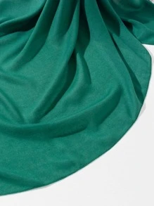 1pc Solid Dark Green Color Square Scarf, 35.4 Inches - Dark Green - View 2
