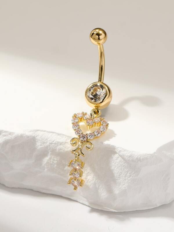 Ein goldener, luxuriöser Strass-Herz-Bauchnabelring, geeignet für Damen Abschlussball, Bar, Party, Valentinstag, Mutter, Muttertag, Geschenk