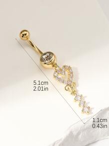 Un anillo para el ombligo de corazón con diamantes de imitación de lujo dorado, adecuado para damas en bailes, bares, fiestas, San Valentín, mamá, madre, Día de la Madre, regalo - Amarillo Oro - Ver 4