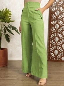 Women Pants - 綠色 - 查看 5