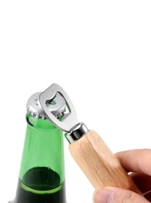 1入組啤酒節日物品,木柄創意啤酒開瓶器,素色不銹鋼啤酒開瓶器 - 橡木手柄+不銹鋼 - 查看 4