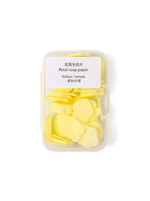 1 Box Of Disposable Outdoor Travel Soap Sheets, Portable Handwashing Paper Soap Mini Soap Paper - Yellow - View 2