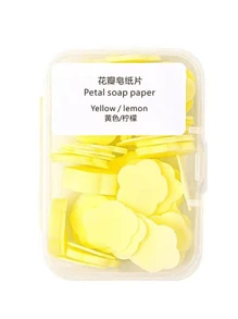 1 Box Of Disposable Outdoor Travel Soap Sheets, Portable Handwashing Paper Soap Mini Soap Paper - Yellow - View 1